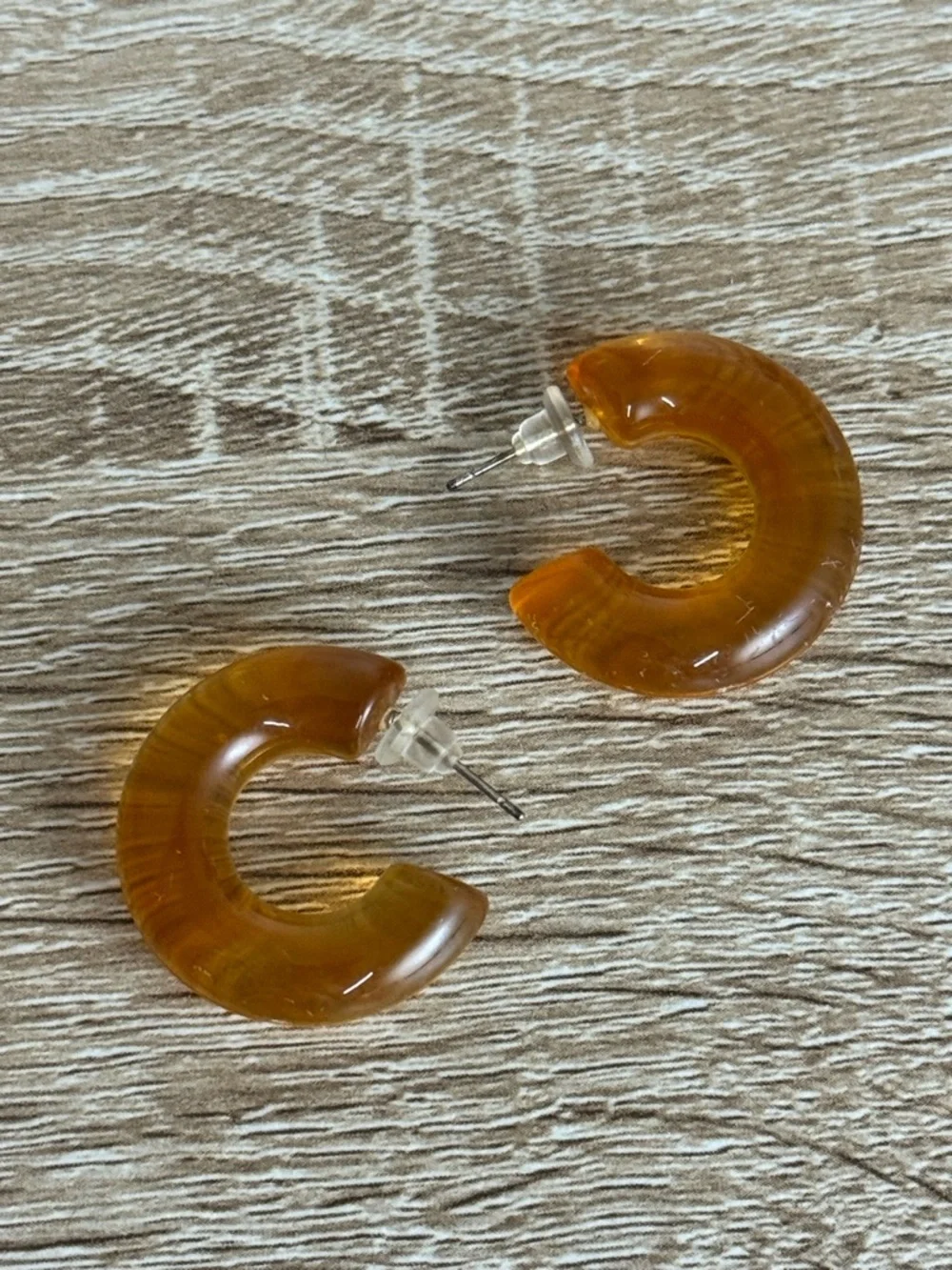 Dangle Hoop Earrings Brown 80s 90s Disco Retro Mid Century Modernist